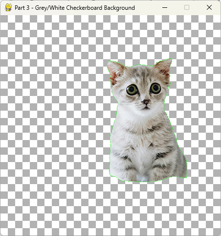 cat with gray/white checker background