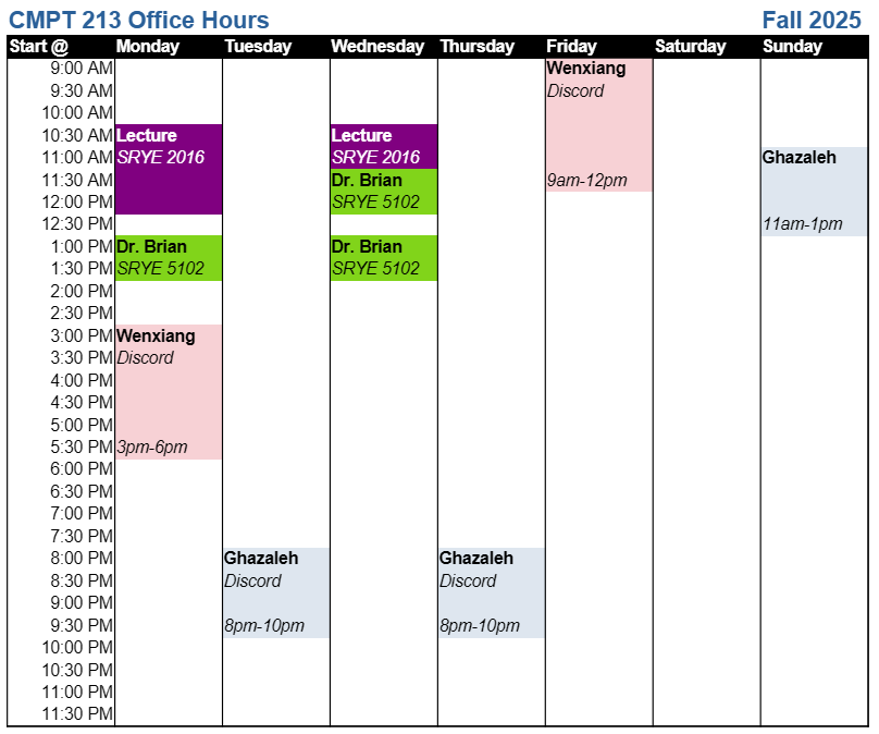 Weekly office hours