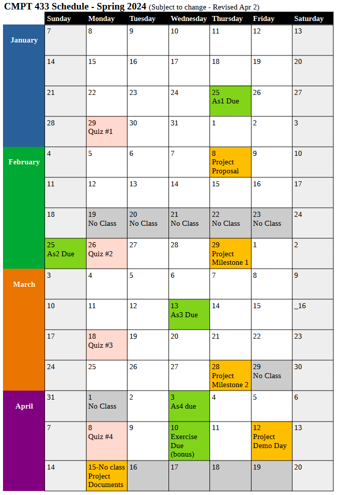 Semester Schedule