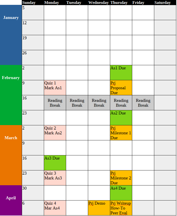 Semester Schedule