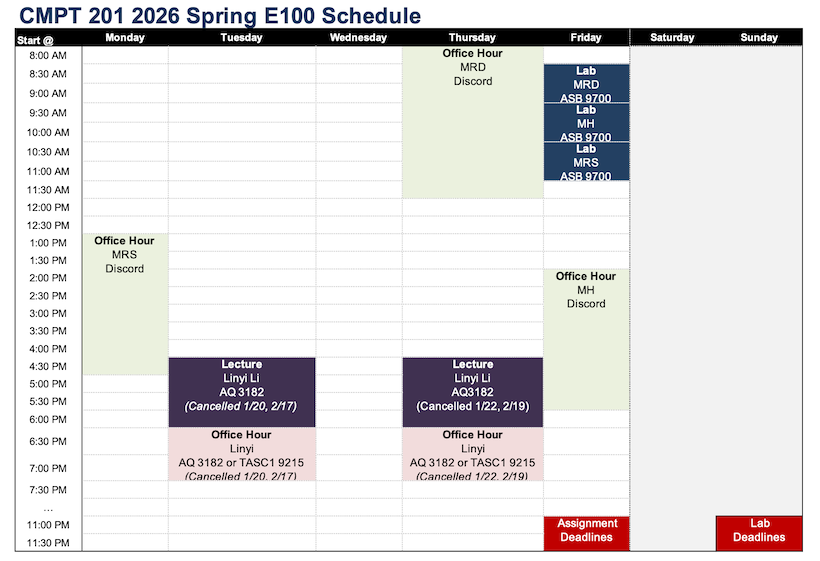 Weekly schedule picture